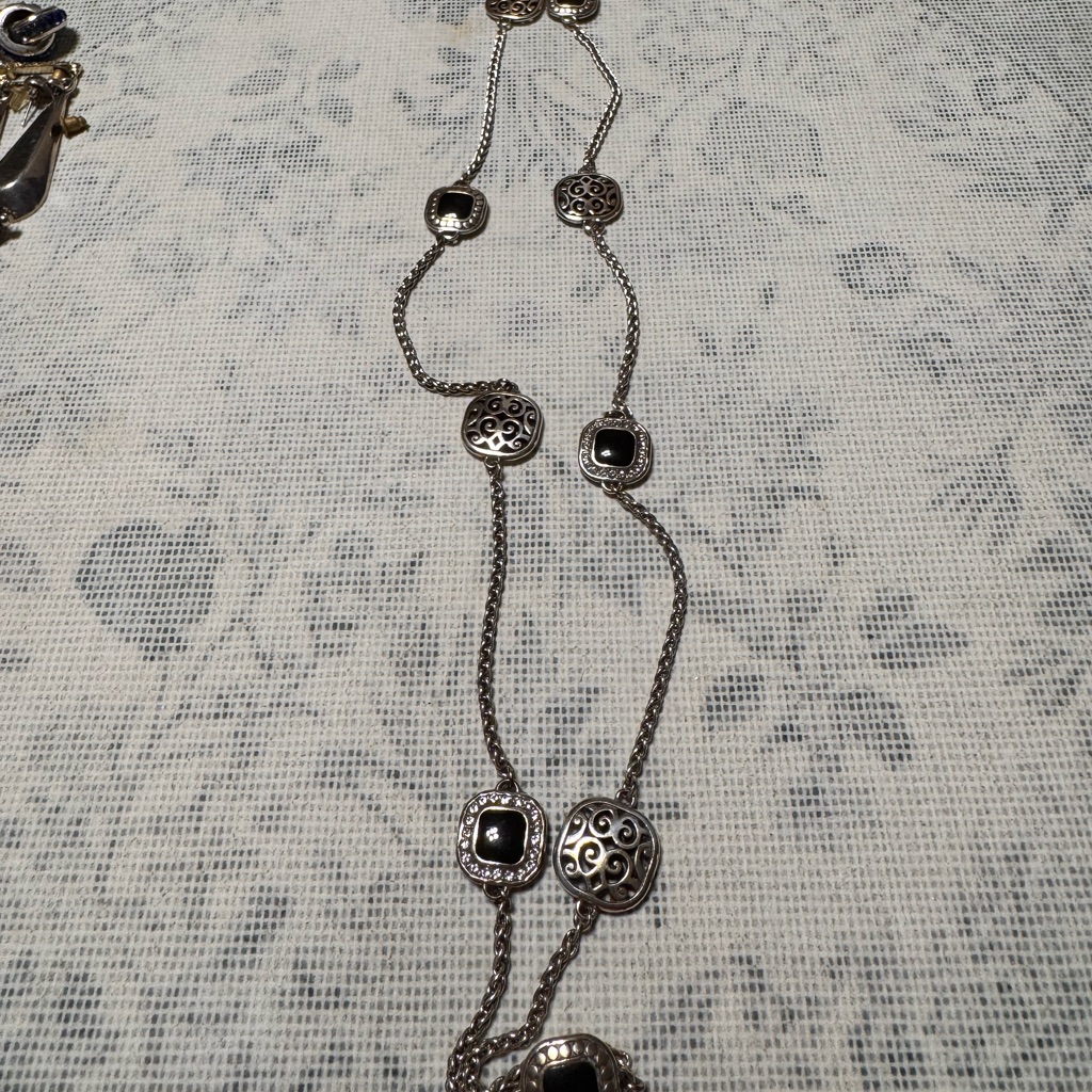Brighton Silver-Tone Necklace With Black Accents